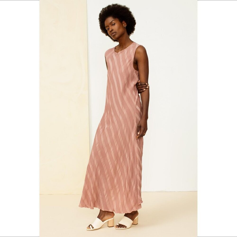Humanoid Sieko maxi dress sleeveless boxy long wide pink stripe silky Small